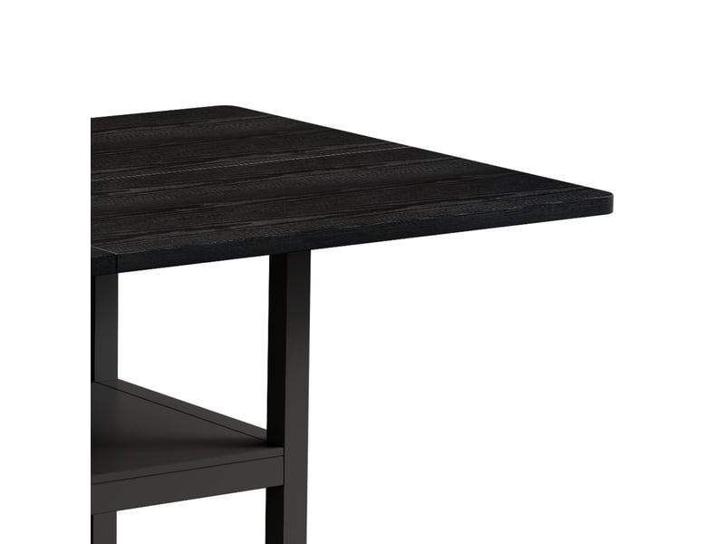  Table à manger rectangulaire 4 à 6 places avec étagère de rangement - lpospi - style industriel mdf métal noir 160 × 90 × 76 cm  - Conforama D