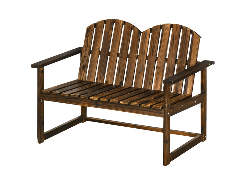  Banc de jardin pour 2 personnes, style rustique, bois de sapin, 114 x 63 x 86 cm  - Conforama B