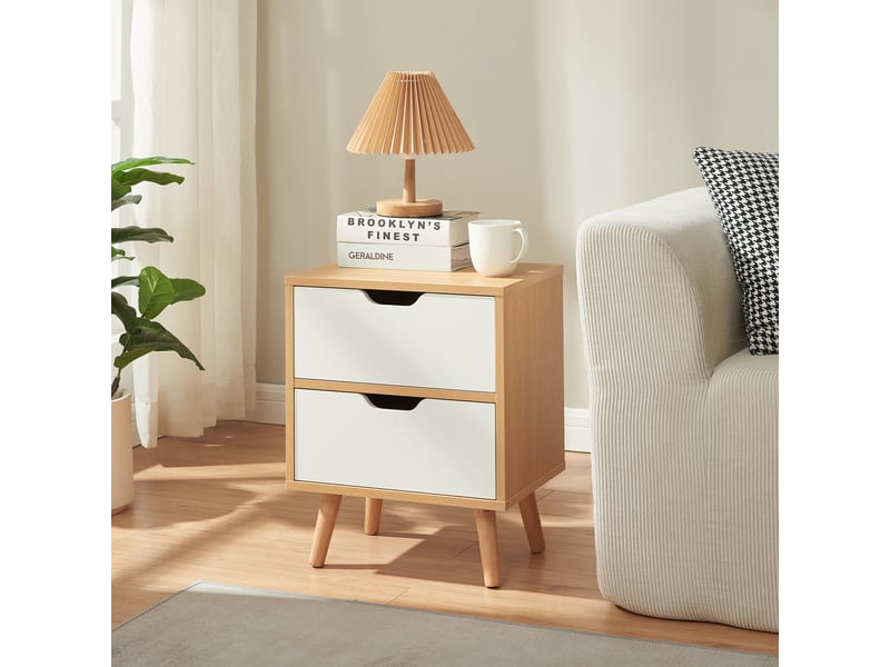 Table de nuit bordkak 50 x 40 x 30 cm effet chêne blanc [en.casa]  - Conforama C