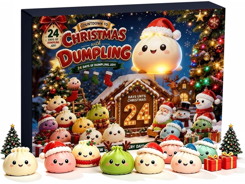  Calendrier de l'avent 2026 squishies de noël – 24 jours, mini jouets dumpling glitter à presser, déco de fête  - Conforama A