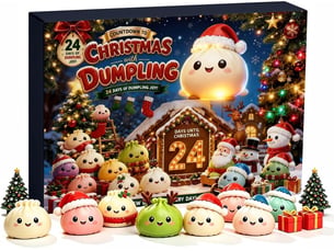 Calendrier de l'avent 2026 squishies de noël – 24 jours, mini jouets dumpling glitter à presser, déco de fête