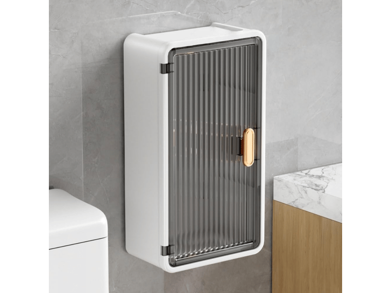  Boîte à mouchoirs murale avec étagère de rangement, organiseur de salle de bain compact et transparent avec séparateur réglable (blanc)  - Conforama A