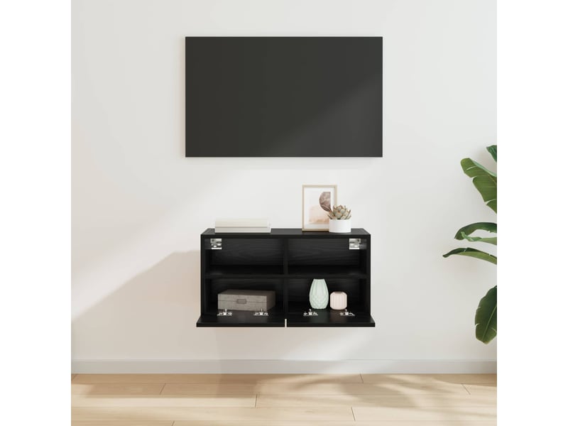  Meuble tv - banc tv - meuble de rangement mural 60 x 30 x 30 cm chêne noir bois d'ingénierie  - Conforama D