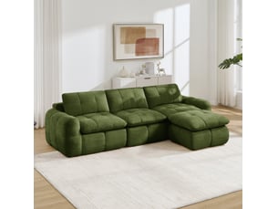 Canapé d’angle modulaire 264x160x68 cm 3 places vert avec pouf