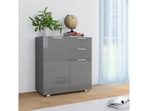 Buffet - bahut - meuble de rangement gris brillant 71x35x80 cm bois d'ingénierie