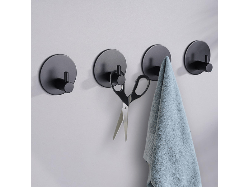  2 crochets muraux adhésifs, crochets porte-serviettes ronds en acier inoxydable 304 pour salle de bain et cuisine (noir)  - Conforama D