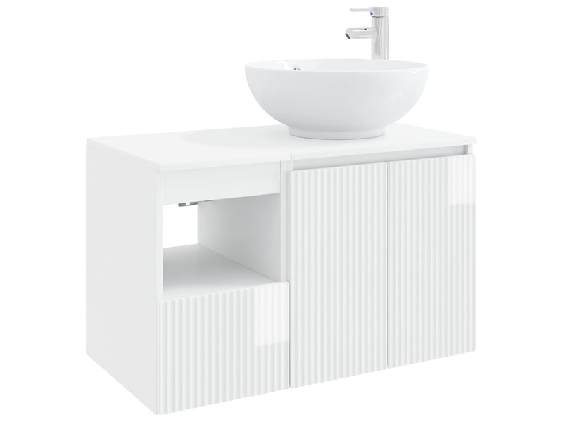 Ensemble de mobilier de salle de bain 2 pc blanc brillant cf64005 - Conforama A