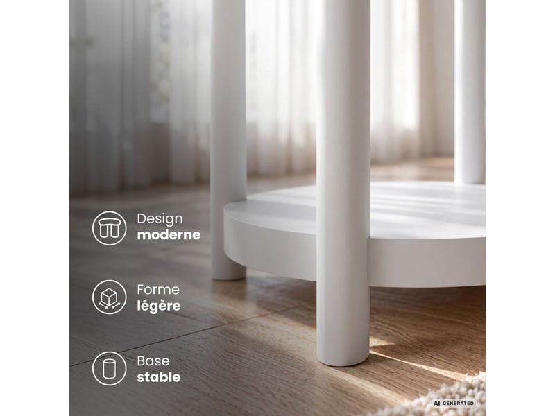  Table basse terra blanche 44,5 cm ronde avec étagère 44,5x44,5x48 cm TERRA - Conforama E