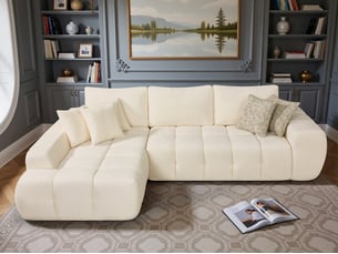 Canapé d'angle compressé gauche fixe <strong>HABITAT ET JARDIN</strong> <strong></strong> 4 places Tissu beige
