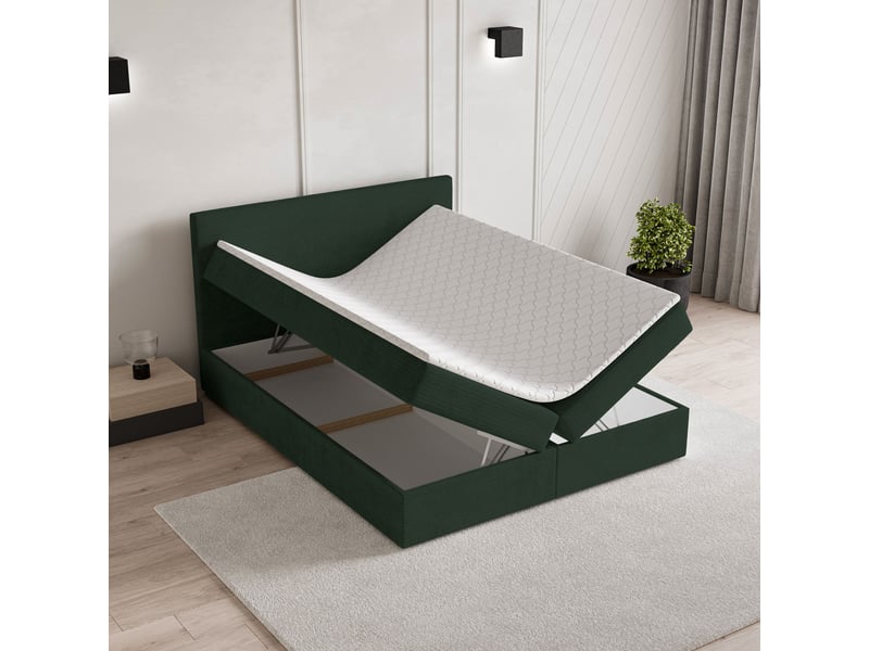  Boxspring nira 200x200 cm, lit complet avec matelas, vert  - Conforama C