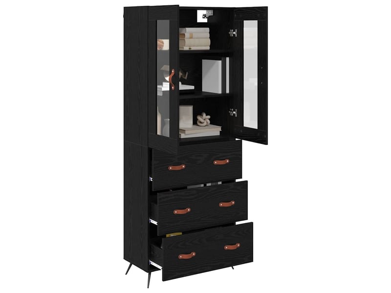  Buffet - bahut - meuble de rangement avec étagère 2 pc chêne noir 69,5 x 34 x 180 cm  - Conforama C