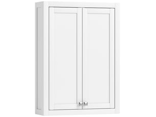 Armoire murale de salle de bain 3 niveaux, meuble de rangement suspendu  2 portes étagère réglable 61 x 20 x 84 cm blanc