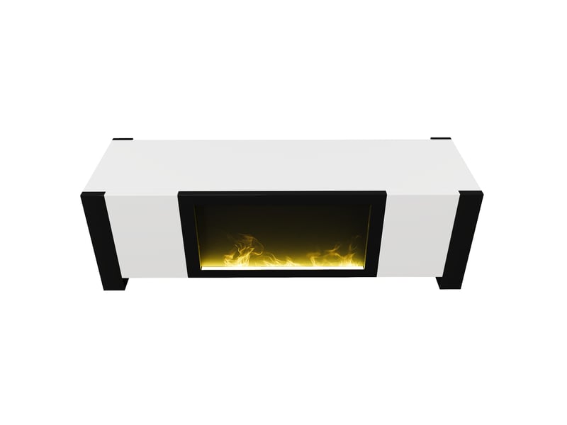  Meuble tv blanc, 2 portes, rangement, design moderne, structure robuste, entretien facile - panneaux de particules - 165x32x55cm  - Conforama C