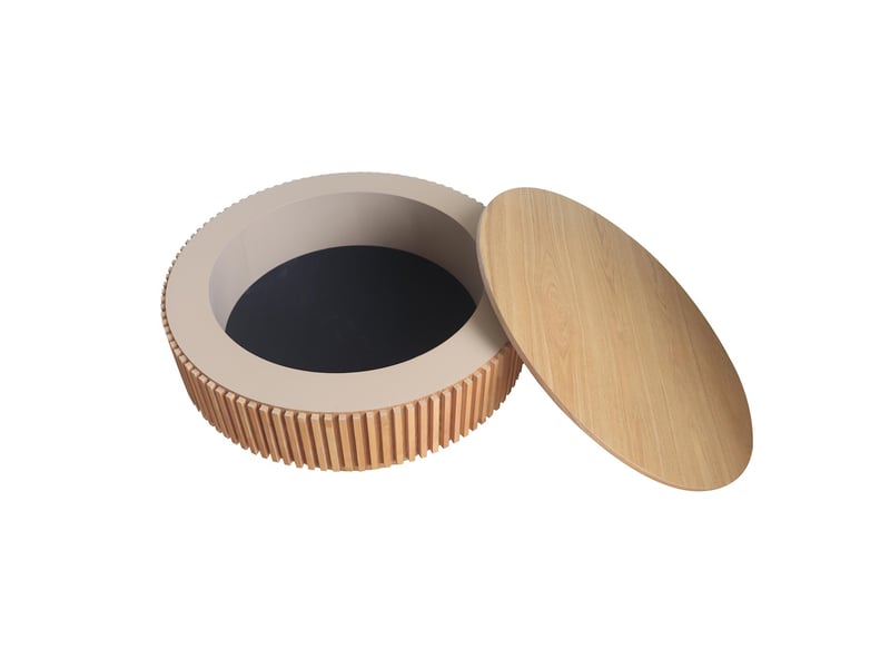  Table basse ronde avec rangement en mdf plaqué bois naturel ø75x35 cm - pangivo  - Conforama D