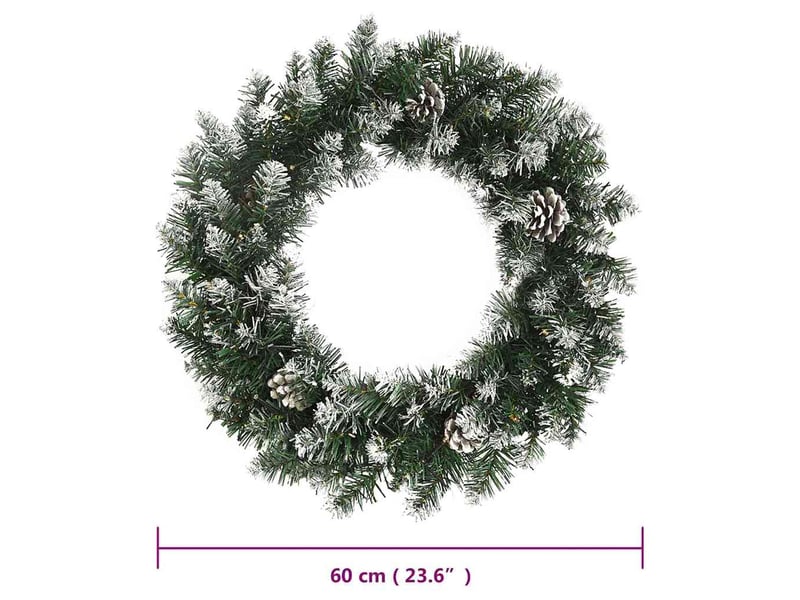  Couronne de noël avec lumières led vert 60 cm pvc  - Conforama E