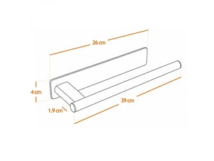 Porte serviette adhésif mural salle de bain ou cuisine 1 barre, sans perçage - acier inoxydable - chrome