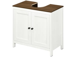 Meuble sous évier, placard bas avec 2 portes encadrées et étagère réglable, 60 x 30 x 60 cm, blanc