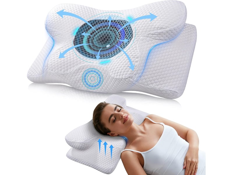  Oreiller ergonomique cervical, oreiller memoire forme, 60 x 34 x 1013cm,cervicales pour les dormeurs sur le côté, le dos et le ventre  - Conforama A