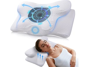 Oreiller ergonomique cervical, oreiller memoire forme, 60 x 34 x 1013cm,cervicales pour les dormeurs sur le côté, le dos et le ventre