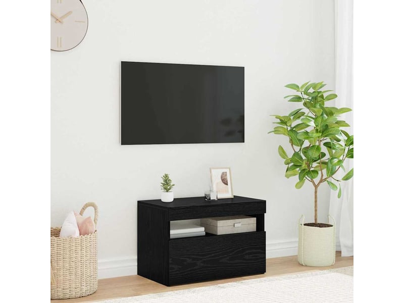 Meuble tv - banc tv - meuble de rangement 60 x 35 x 40 cm chêne noir bois d'ingénierie - Conforama B