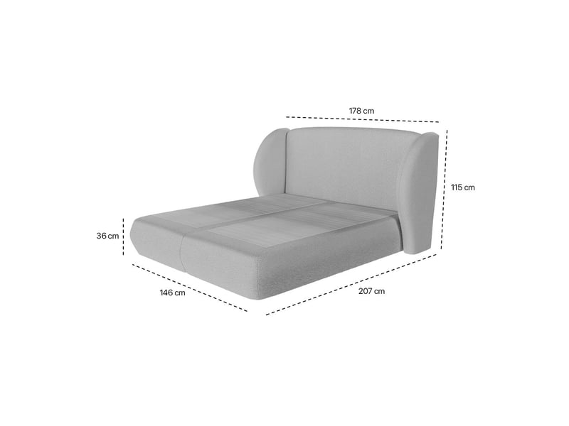  Lit design plénitude drimz - 140x190cm tissu bouclé Plénitude - Conforama R
