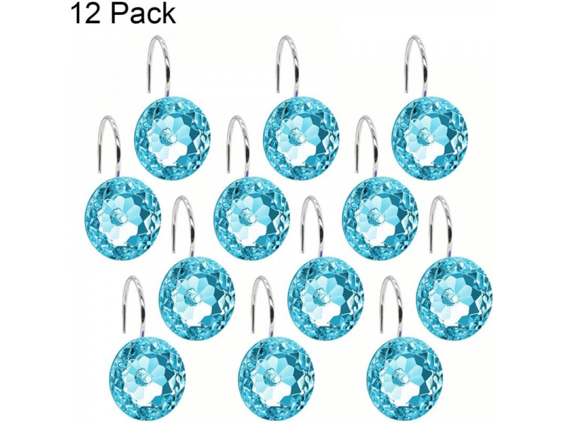  Crochets décoratifs pour rideau de douche - 12 pièces en acrylique transparent avec, bleu  - Conforama C