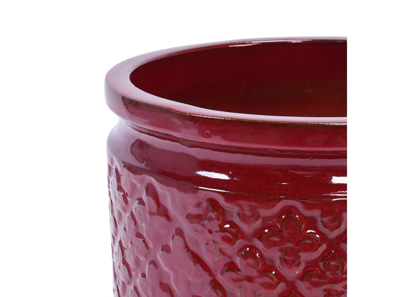 Set de 3 pots de fleurs en céramique ø 3830,523 cm – rouge lie-de-vin brillant – drainage extérieur - Conforama E