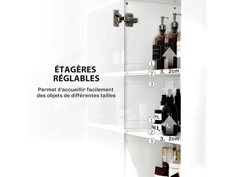  Colonne de salle de bain 2 portes étagères réglables blanc 40 x 30 x 167,5 cm  - Conforama E