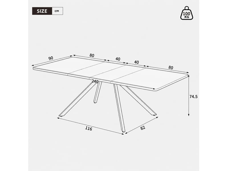  Table à manger extensible 160,200,240x90 cm, mdf, chêne clair  - Conforama C