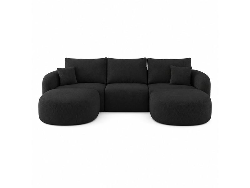  Canapé d'angle en u modulable 266 cm, 5 places, tissu chenille noir, sans montage Y168-R-CHAISE-2SEATER-1O-BLACK - Conforama A