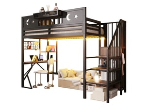 Lit mezzanine 90x200 cm SWEIKO coloris noir