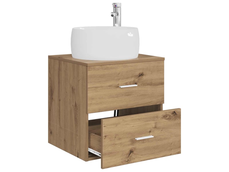  Vanité de lavabo mural, meuble de rangement chêne artisanal 49.5x44.5x66 cm shl8761  - Conforama C