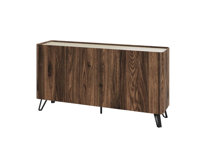  Buffet trorlon 160 x 40 x 83 cm effet noyer travertin noir [en.casa]  - Conforama A