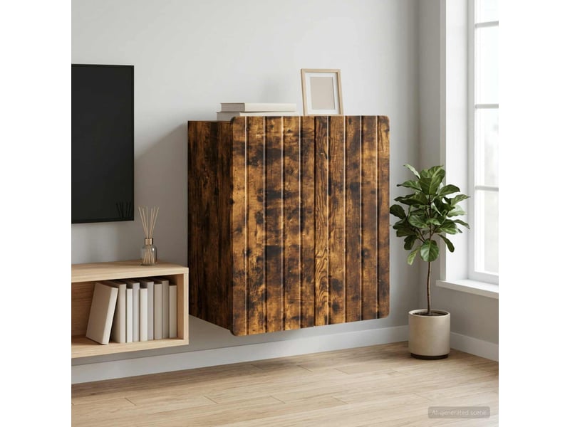  Armoire murale salon, meuble de rangement chêne fumé 59 x 31 x 64 cm bois d'ingénierie  - Conforama B
