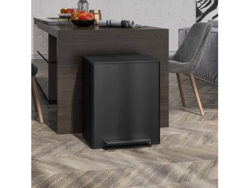  Poubelle à pédale 2x25 l 47,7x37,5x56 cm avec couvercle noire  - Conforama B