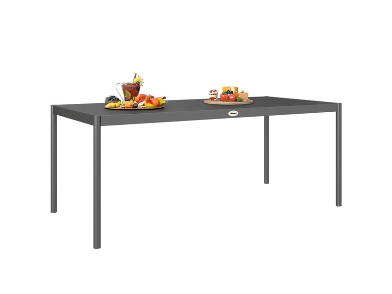  Table de jardin rectangulaire, table à manger extérieure acier gris foncé 186x90x74cm  - Conforama B