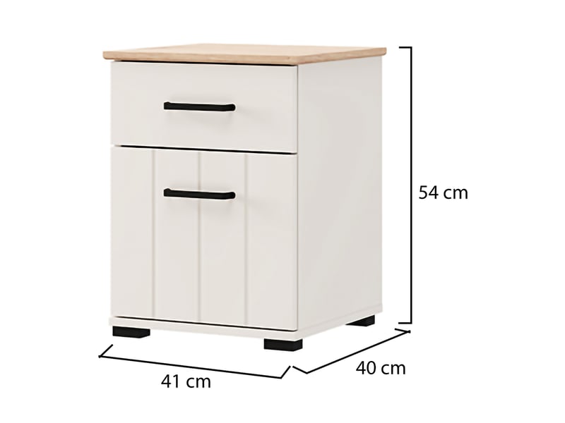  Commode de nuit punak, un tiroir, 41x40x54h cm blanc crème Punak - Conforama C