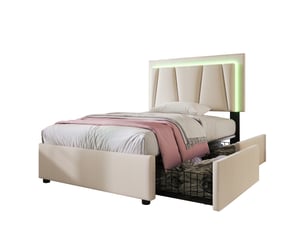 Lit avec rangement 90x200 cm HAUSS SPOLE   coloris beige