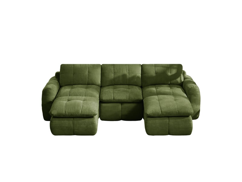  Canapé panoramique modulable 3 places en chenille vert – 264 x 160 x 68 cm Fay Lum - Conforama A