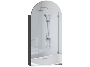 Armoire de toilette murale avec miroir arqué 3 étagères noir 40 x 12 x 80 cm