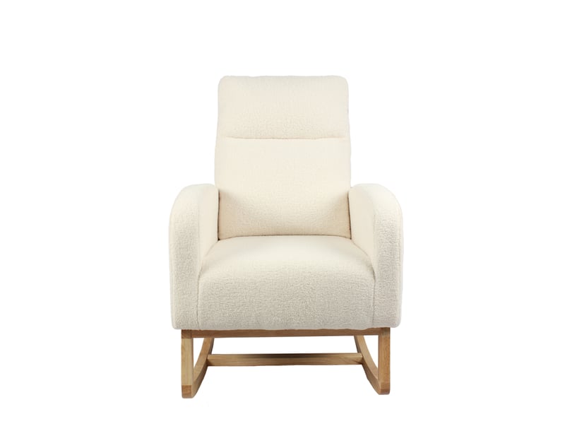 Fauteuil à bascule 75x63x104 cm – blanc – dossier haut ergonomique, poche latérale et tissu peluche doux - Conforama A