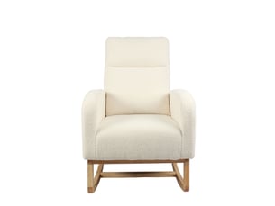 Fauteuil à bascule 75x63x104 cm – blanc – dossier haut ergonomique, poche latérale et tissu peluche doux