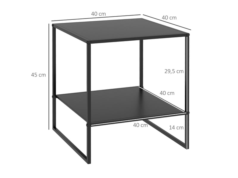 Table basse fixe avec 1 étagère ouverte, style industriel, pour salon et chambre, 40 × 40 × 45 cm, en acier, noir - Conforama E