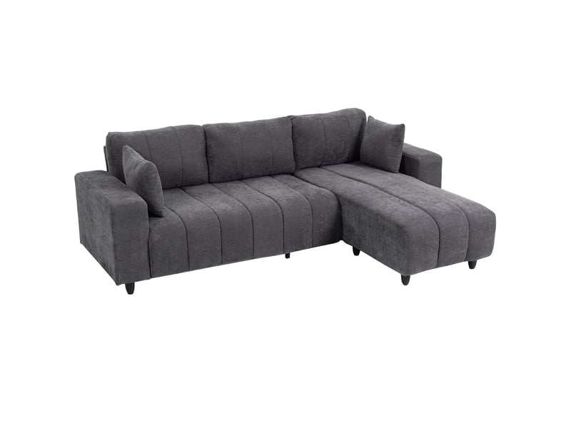  Canapé d'angle modulable 3 places en l 242 cm - méridienne réversible - tissu aspect lin gris T1003-01-19556 - Conforama B