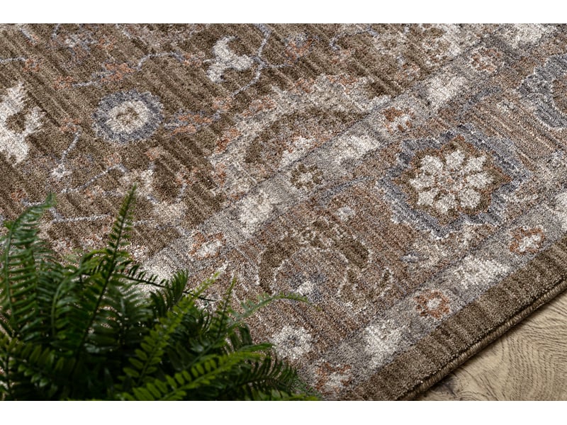  Tapis laris 743 vert   brun clair – motif cadre, ornemental, classique, franges 200x290 cm  - Conforama E