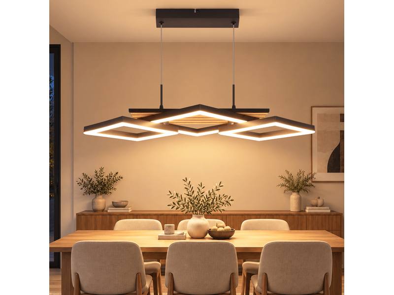 Zmh suspension led pour table à manger suspendue noire 58 cm 21 w suspension moderne blanc chaud - Conforama B
