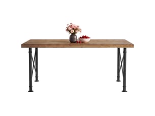 Table de salle à manger en bois massif 160 cm avec pieds en métal, brun rustique