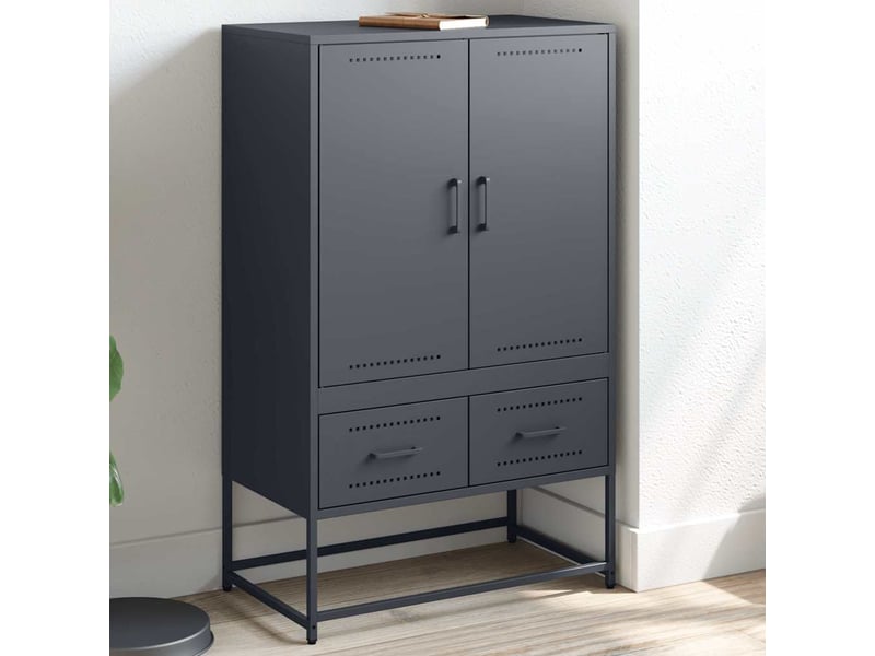  Buffet haut - bahut - meuble de rangement anthracite 68x39x111,5 cm acier  - Conforama B