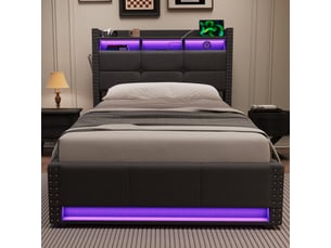 Lit coffre 90x200 cm <strong>ELVMI</strong>  <strong></strong> coloris gris