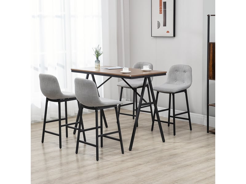  Ensemble table de bar avec tabourets table à manger debout avec 4 chaises rembourrées  - Conforama D
